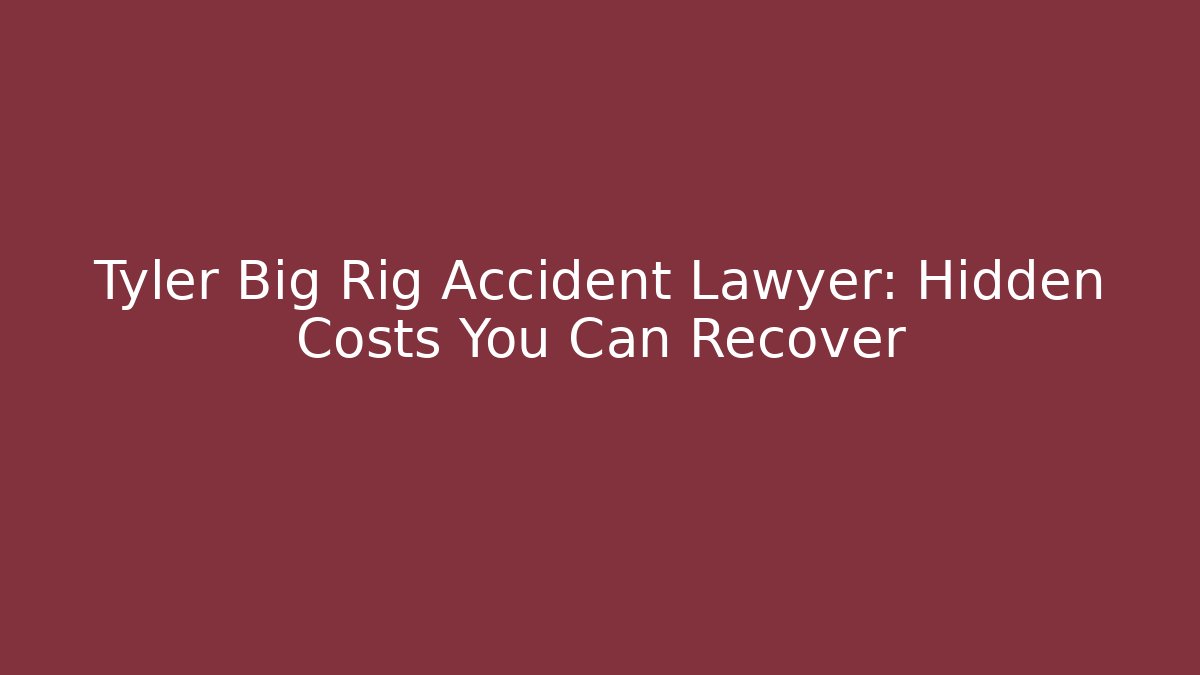 Tyler Big Rig Accident Lawyer: Hidden Costs You Can Recover