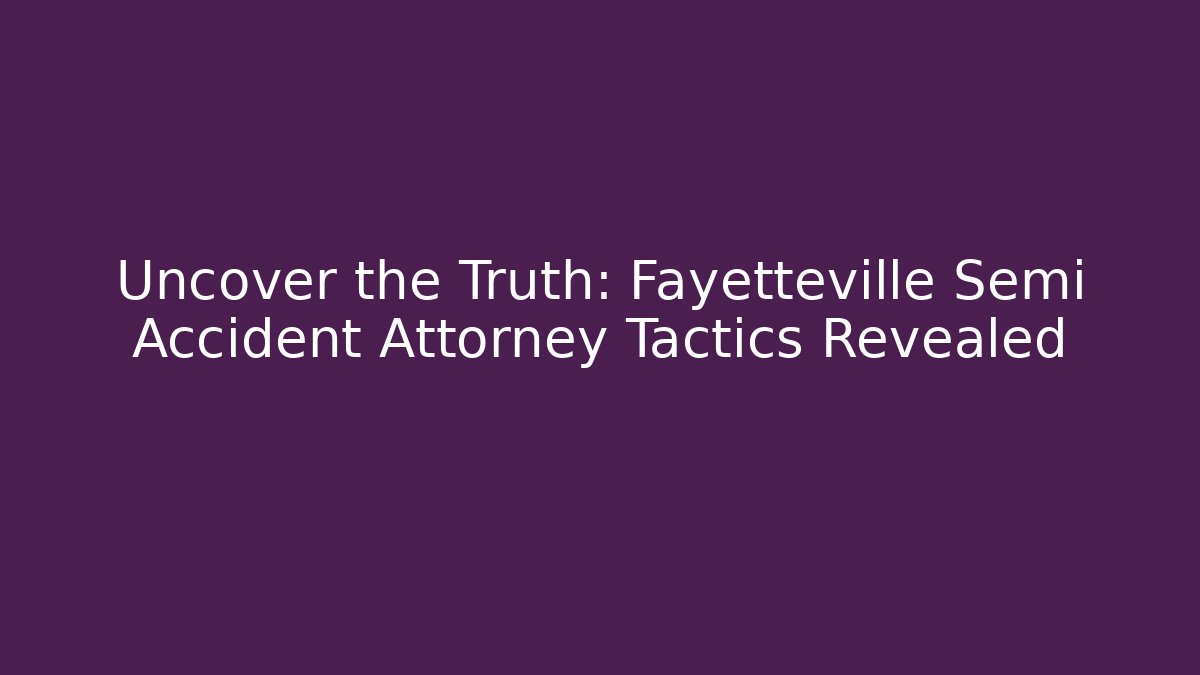Uncover the Truth: Fayetteville Semi Accident Attorney Tactics Revealed