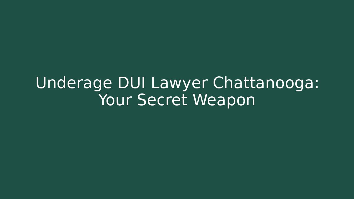 Underage DUI Lawyer Chattanooga: Your Secret Weapon