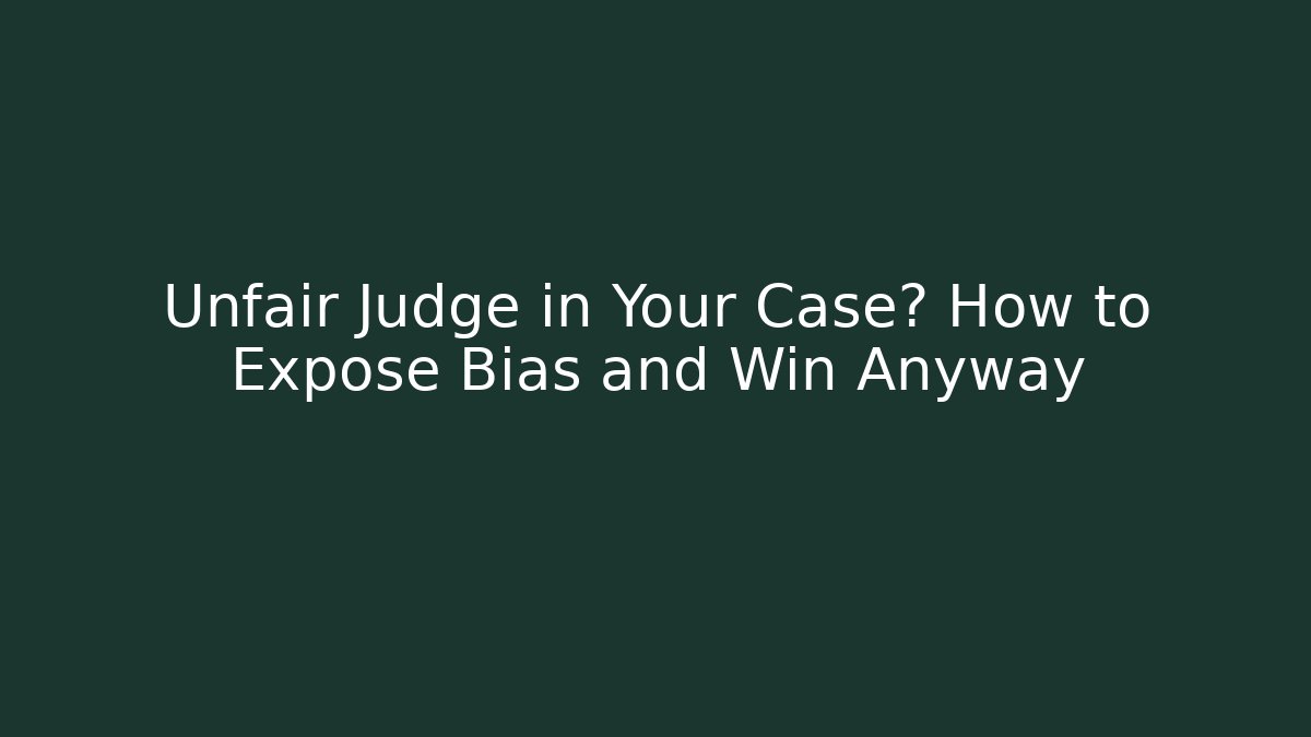 Unfair Judge in Your Case? How to Expose Bias and Win Anyway