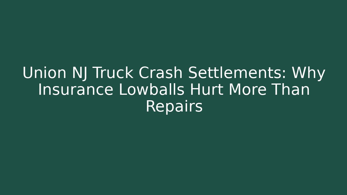 Union NJ Truck Crash Settlements: Why Insurance Lowballs Hurt More Than Repairs