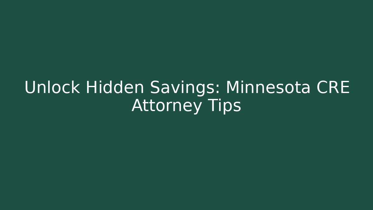 Unlock Hidden Savings: Minnesota CRE Attorney Tips