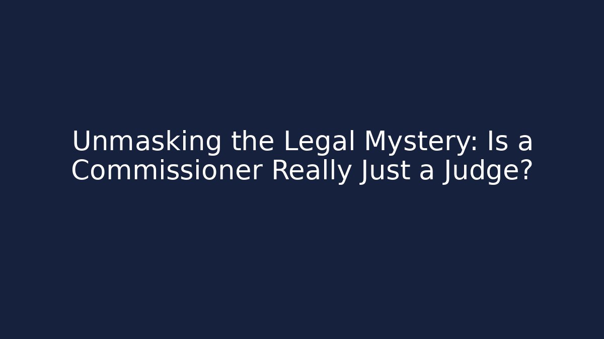 Unmasking the Legal Mystery: Is a Commissioner Really Just a Judge?