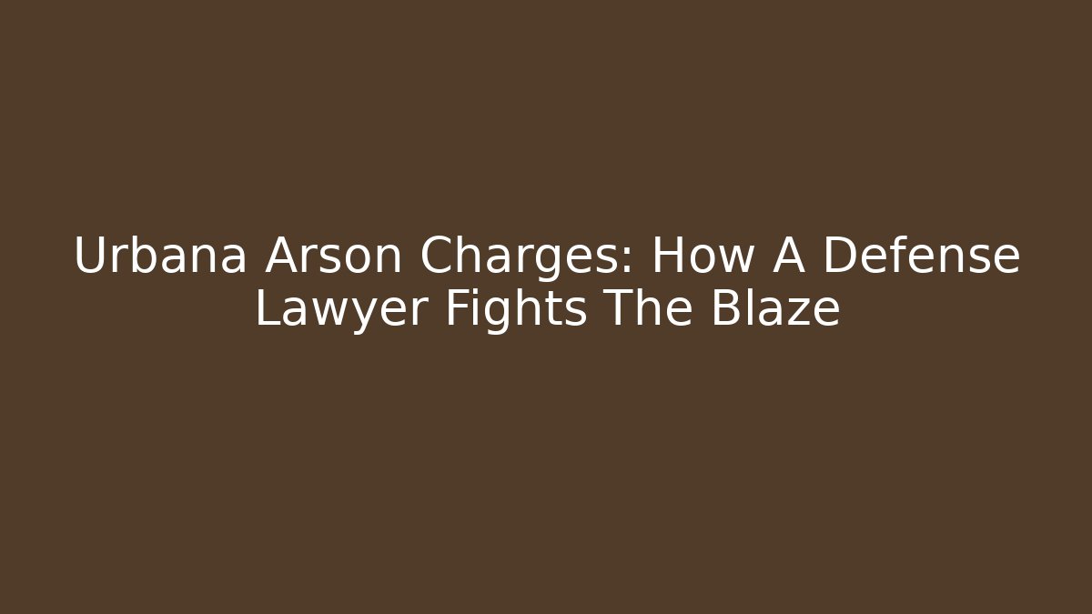 Urbana Arson Charges: How A Defense Lawyer Fights The Blaze