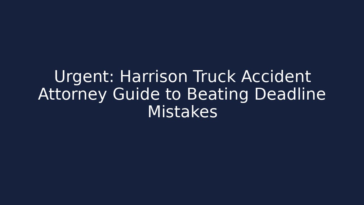 Urgent: Harrison Truck Accident Attorney Guide to Beating Deadline Mistakes