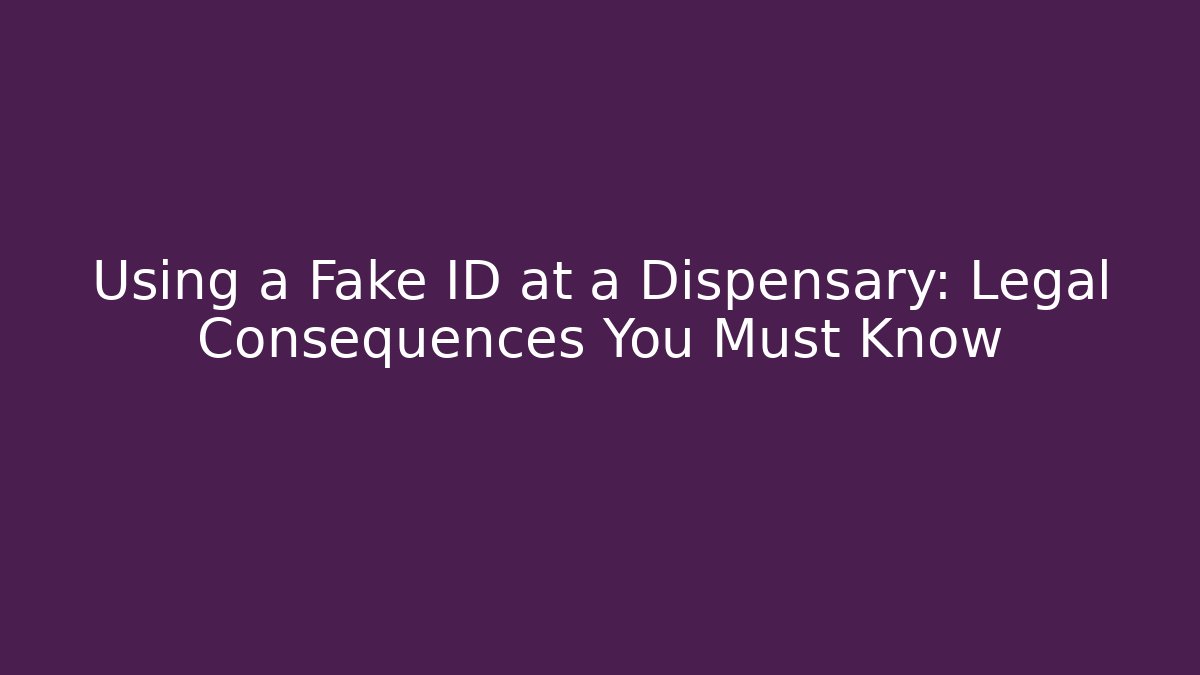 Using a Fake ID at a Dispensary: Legal Consequences You Must Know