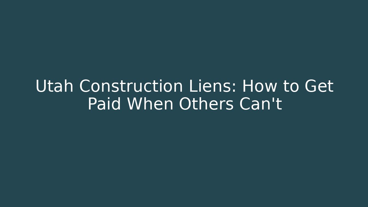 Utah Construction Liens: How to Get Paid When Others Can't - WealthxGroup