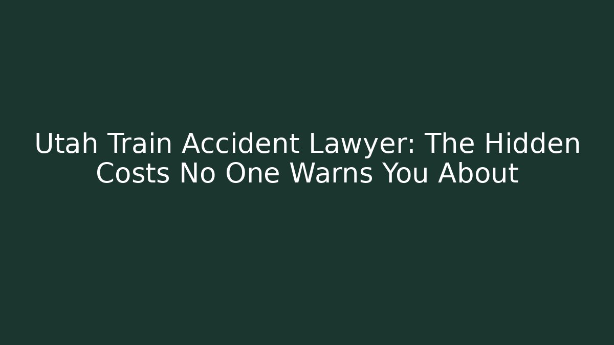Utah Train Accident Lawyer: The Hidden Costs No One Warns You About