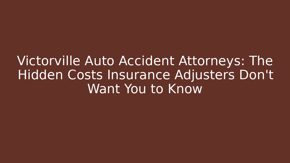 Victorville Auto Accident Attorneys: The Hidden Costs Insurance Adjusters Don’t Want You to Know