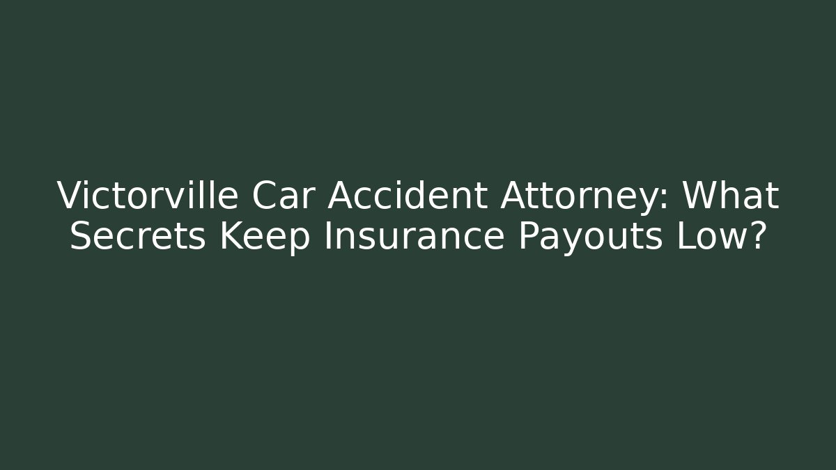 Victorville Car Accident Attorney: What Secrets Keep Insurance Payouts Low?