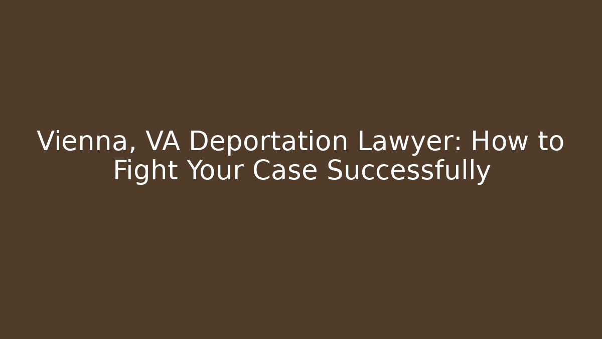 Vienna, VA Deportation Lawyer: How to Fight Your Case Successfully
