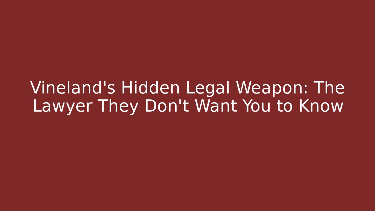 Vineland's Hidden Legal Weapon: The Lawyer They Don't Want You to Know