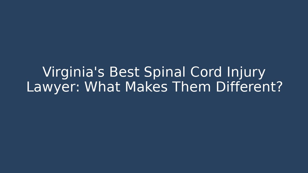 Virginia's Best Spinal Cord Injury Lawyer: What Makes Them Different?