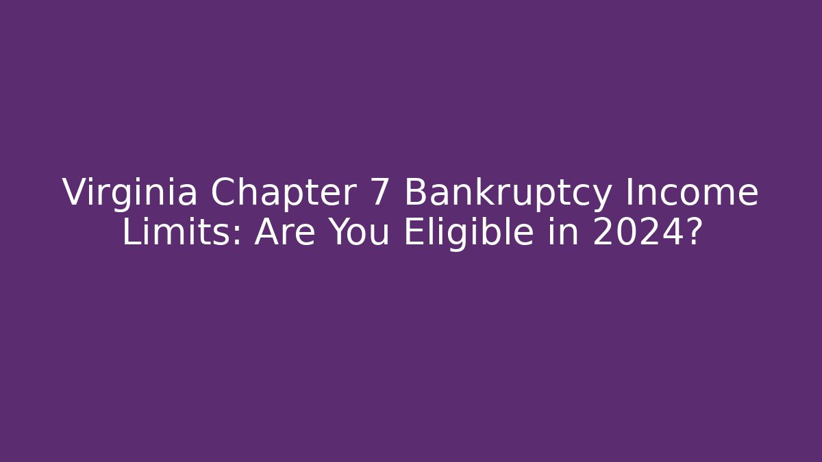 Virginia Chapter 7 Bankruptcy Income Limits: Are You Eligible in 2024?