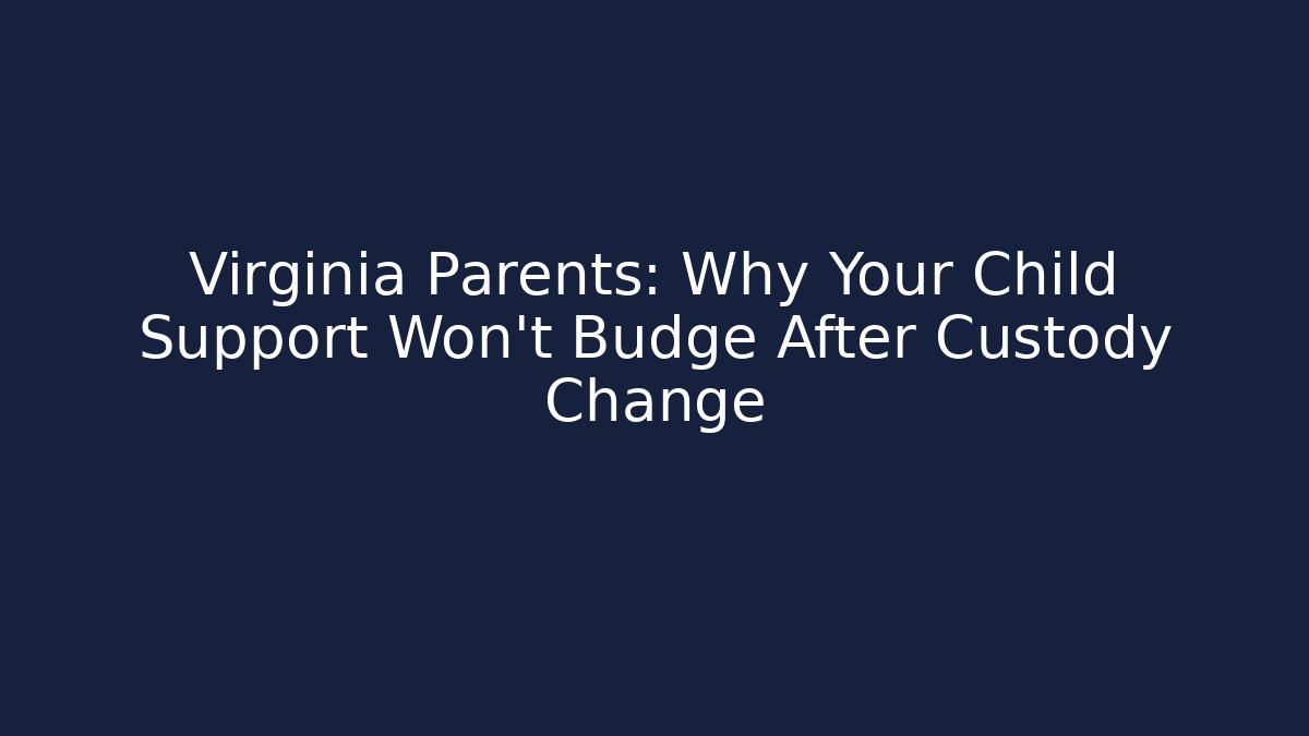 Virginia Parents: Why Your Child Support Won't Budge After Custody Change