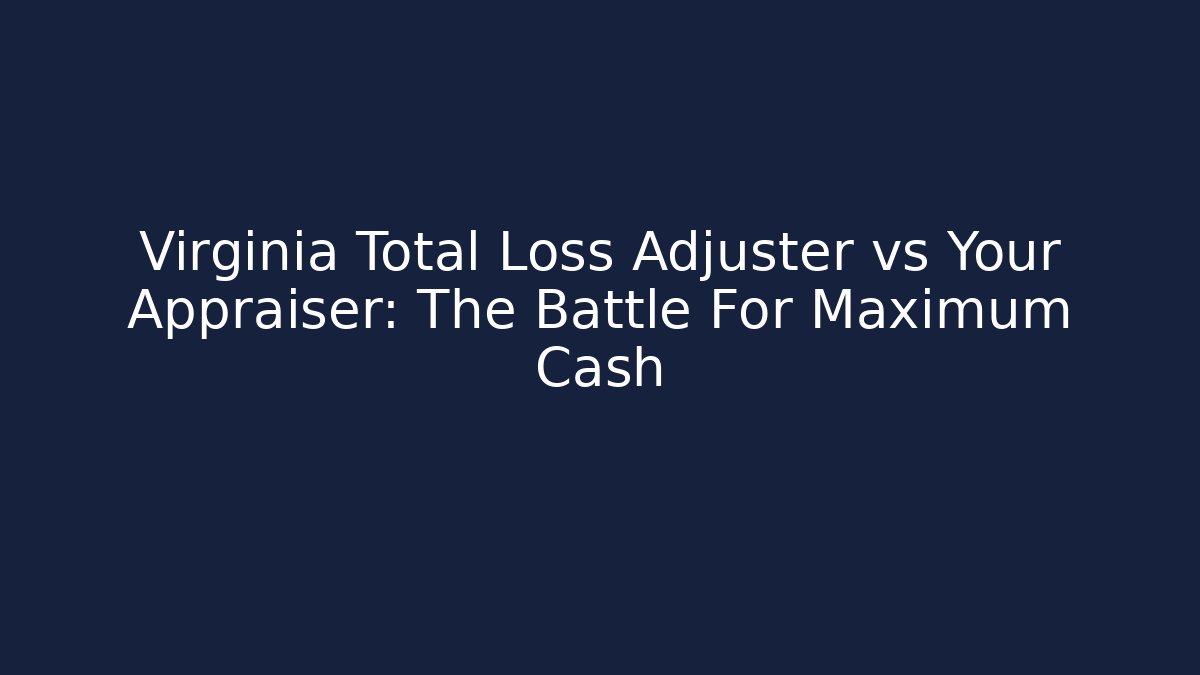 Virginia Total Loss Adjuster vs Your Appraiser: The Battle For Maximum Cash - WealthxGroup