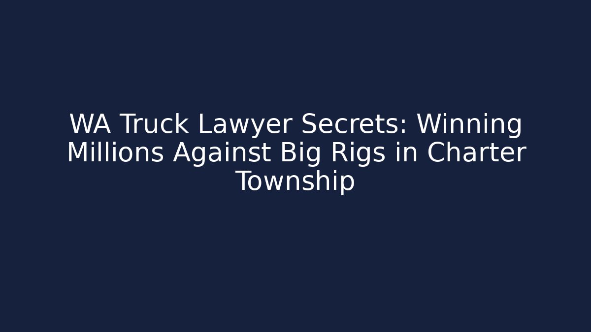 WA Truck Lawyer Secrets: Winning Millions Against Big Rigs in Charter Township
