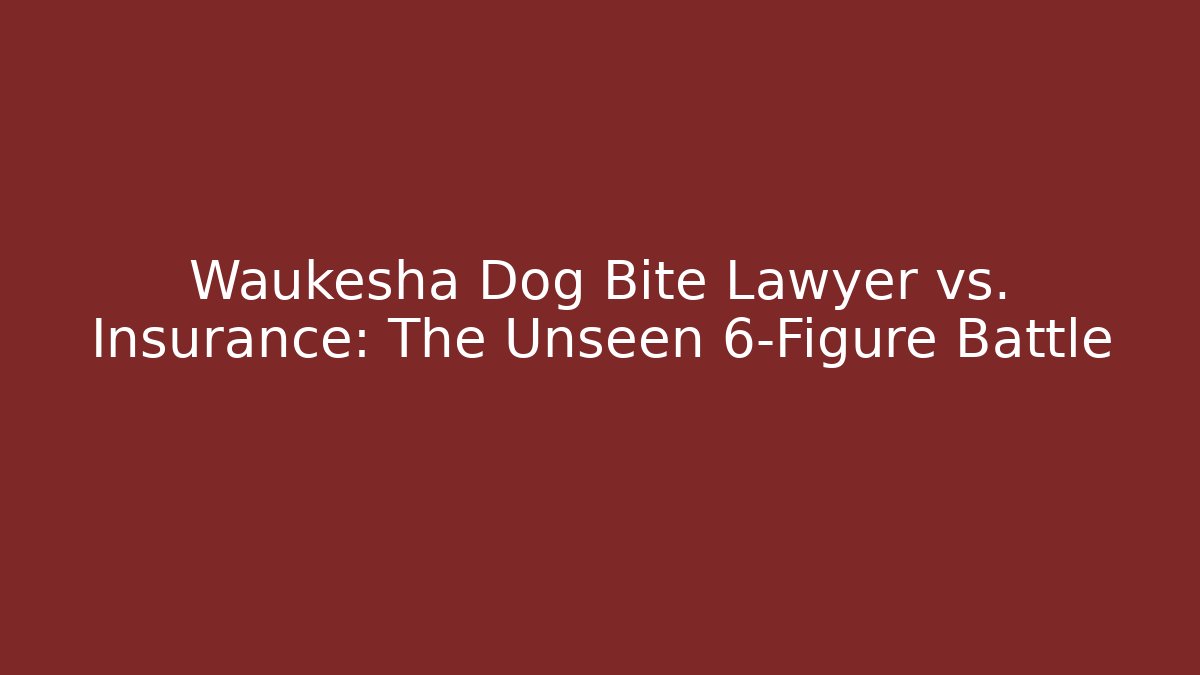 Waukesha Dog Bite Lawyer vs. Insurance: The Unseen 6-Figure Battle