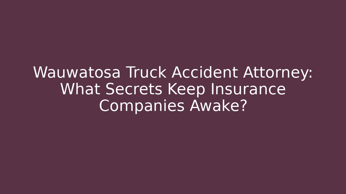 Wauwatosa Truck Accident Attorney: What Secrets Keep Insurance Companies Awake?
