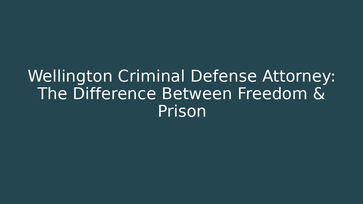 Wellington Criminal Defense Attorney: The Difference Between Freedom & Prison