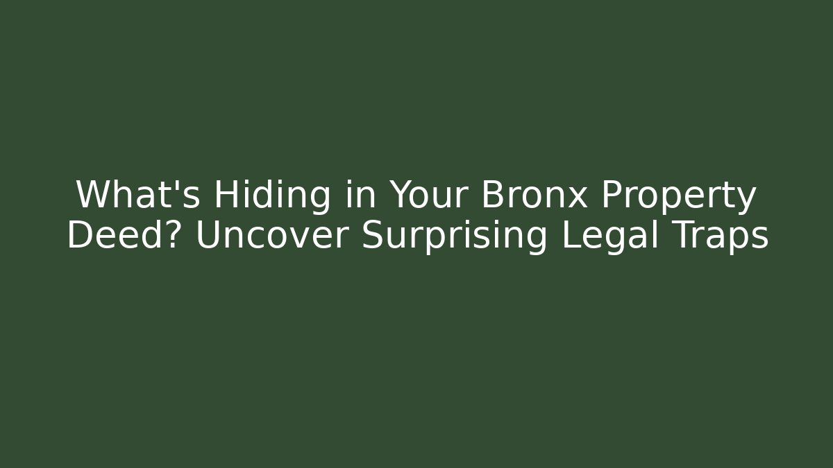 What’s Hiding in Your Bronx Property Deed? Uncover Surprising Legal Traps