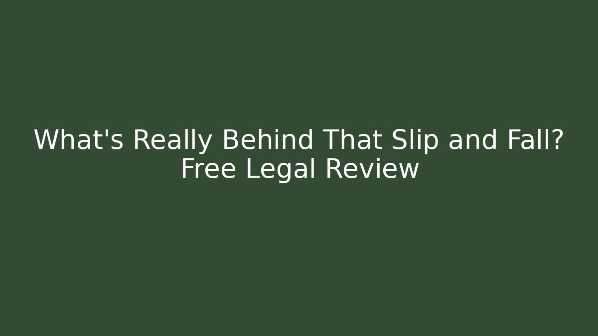 What’s Really Behind That Slip and Fall? Free Legal Review