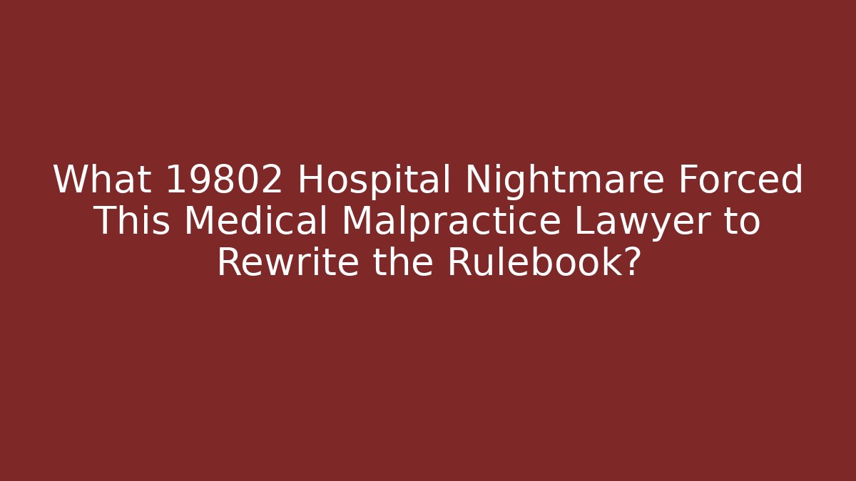 What 19802 Hospital Nightmare Forced This Medical Malpractice Lawyer to Rewrite the Rulebook? - WealthxGroup