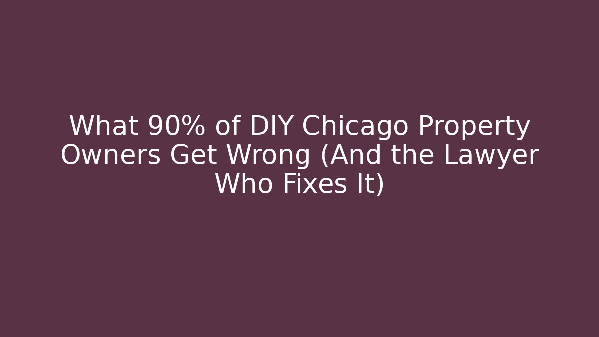 What 90% of DIY Chicago Property Owners Get Wrong (And the Lawyer Who Fixes It)