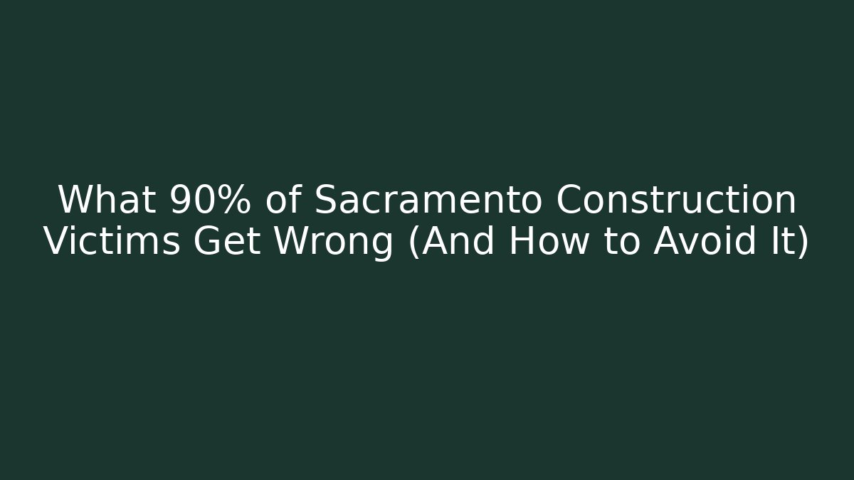 What 90% of Sacramento Construction Victims Get Wrong (And How to Avoid It)