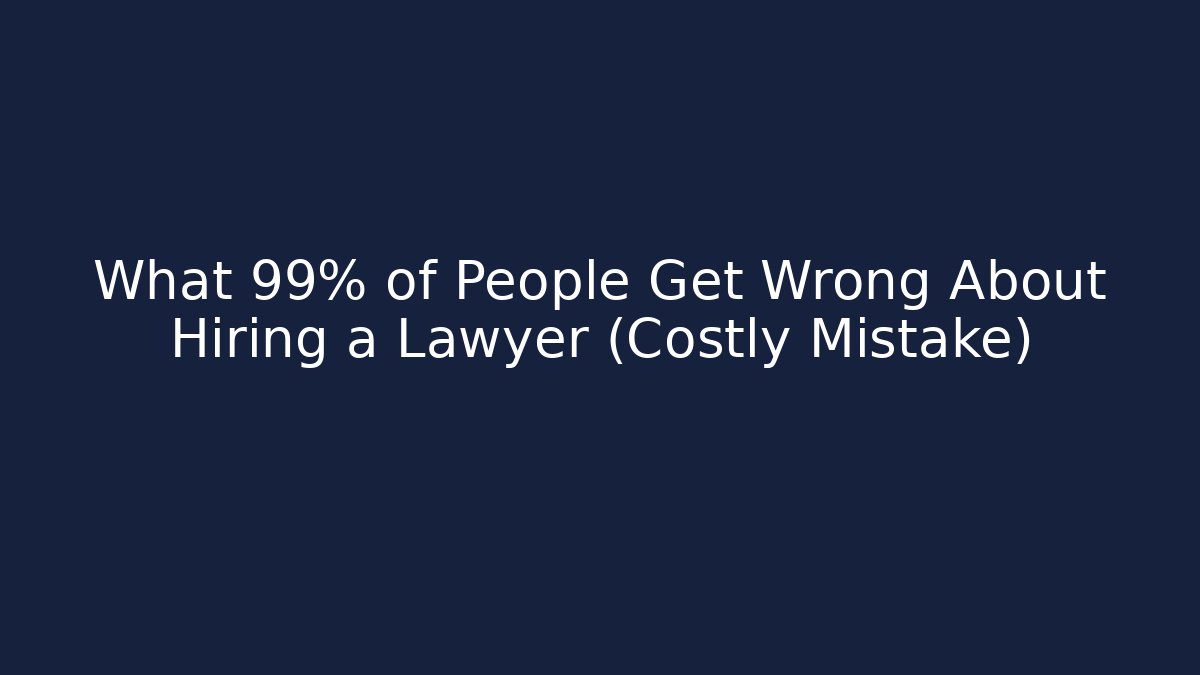 What 99% of People Get Wrong About Hiring a Lawyer (Costly Mistake)