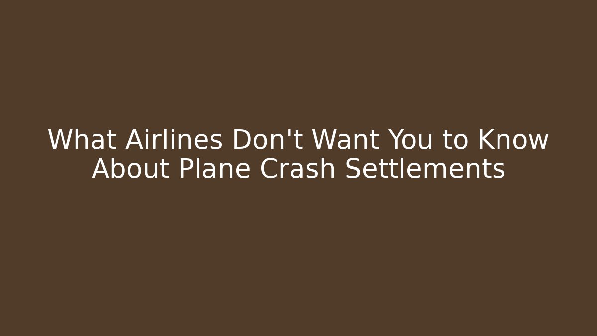 What Airlines Don't Want You to Know About Plane Crash Settlements