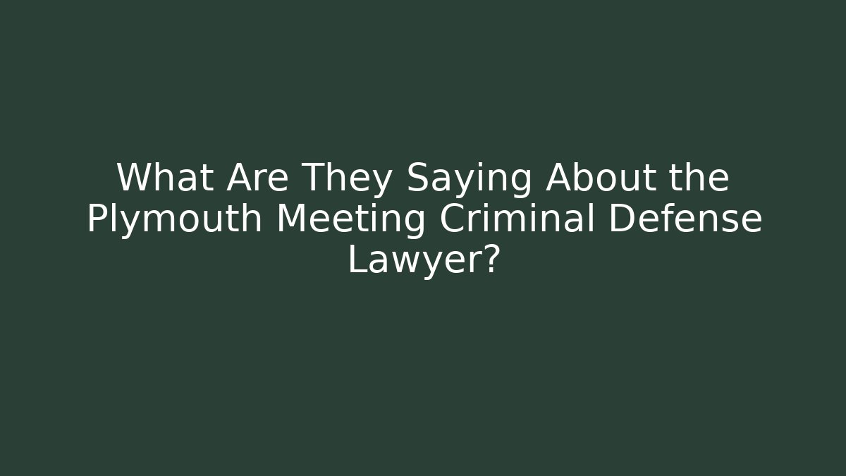 What Are They Saying About the Plymouth Meeting Criminal Defense Lawyer?