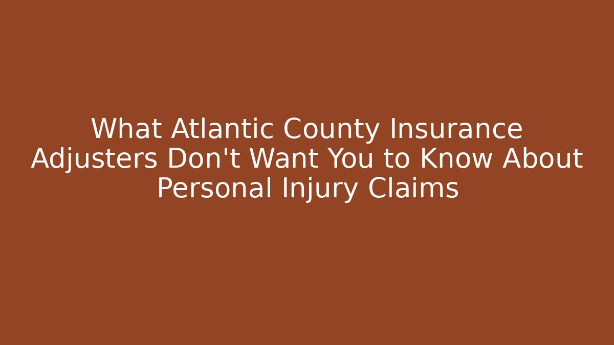 What Atlantic County Insurance Adjusters Don't Want You to Know About Personal Injury Claims