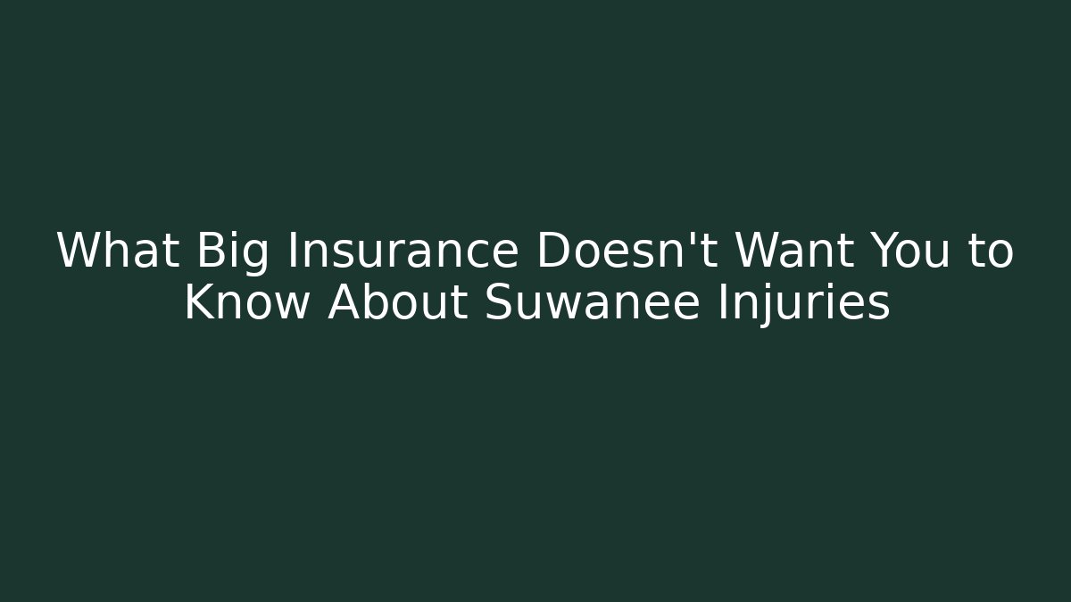 What Big Insurance Doesn’t Want You to Know About Suwanee Injuries