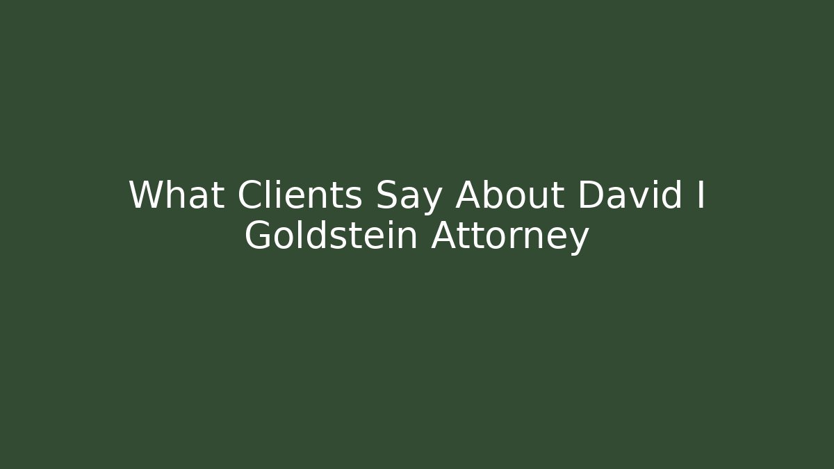 What Clients Say About David I Goldstein Attorney