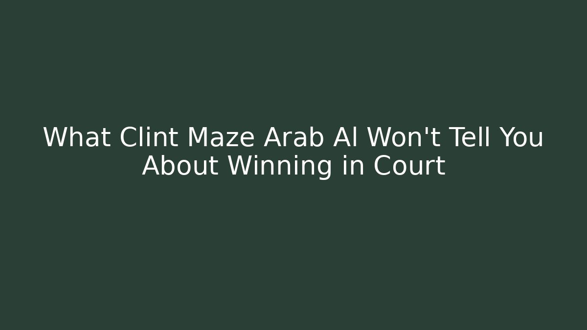 What Clint Maze Arab Al Won't Tell You About Winning in Court