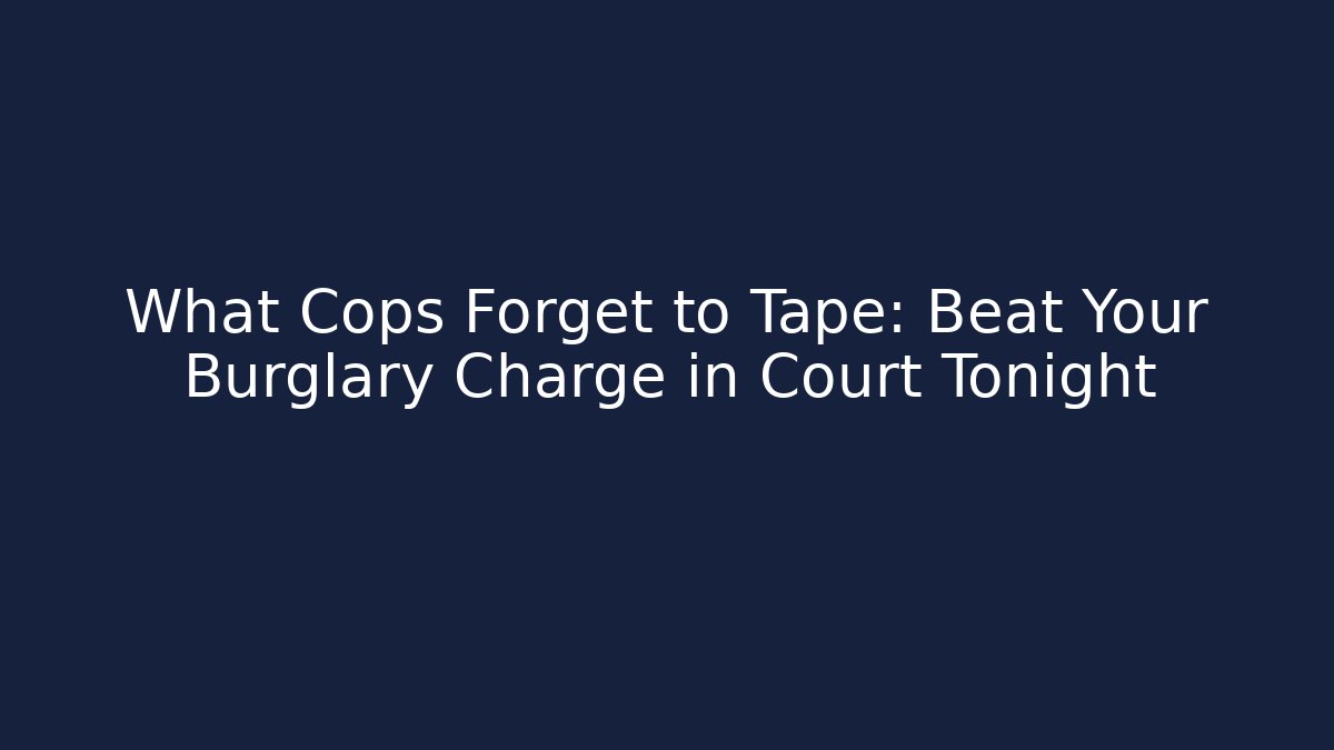 What Cops Forget to Tape: Beat Your Burglary Charge in Court Tonight