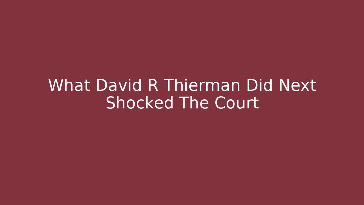 What David R Thierman Did Next Shocked The Court