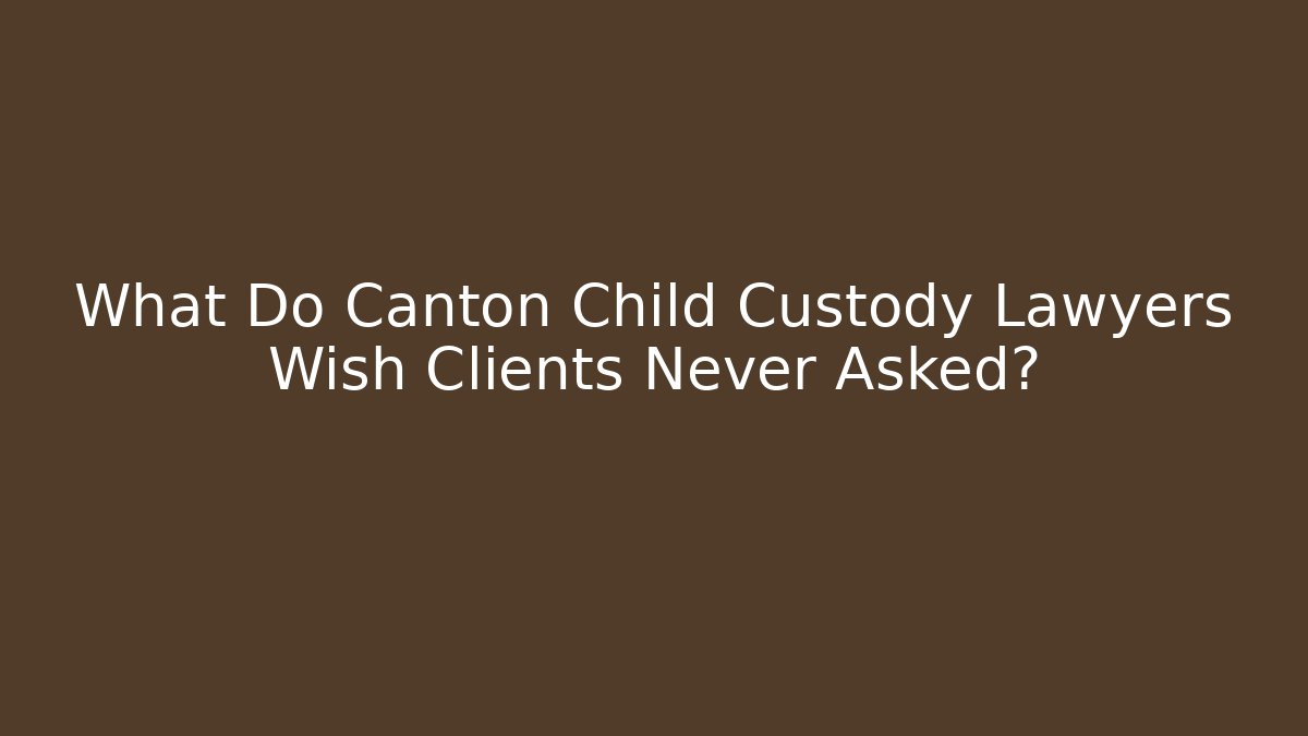 What Do Canton Child Custody Lawyers Wish Clients Never Asked?