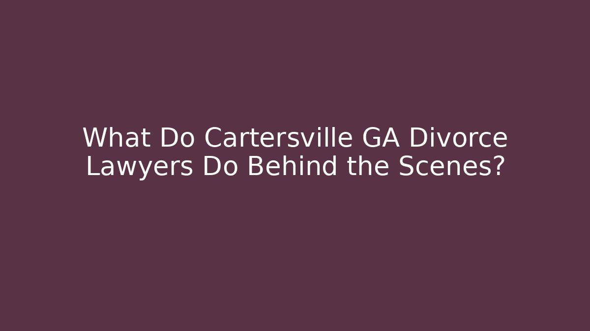 What Do Cartersville GA Divorce Lawyers Do Behind the Scenes?