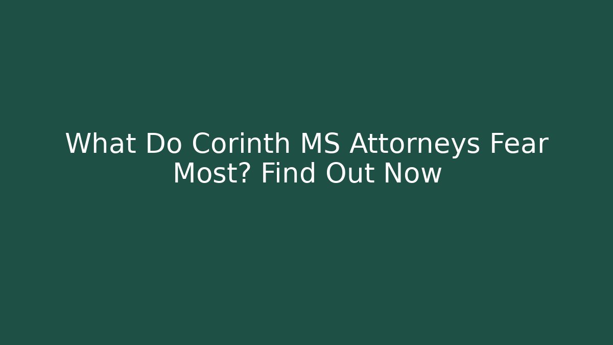 What Do Corinth MS Attorneys Fear Most? Find Out Now