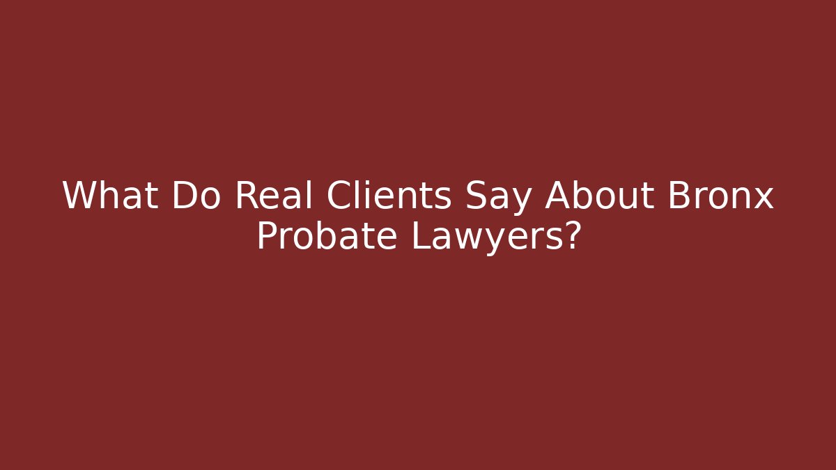 What Do Real Clients Say About Bronx Probate Lawyers?