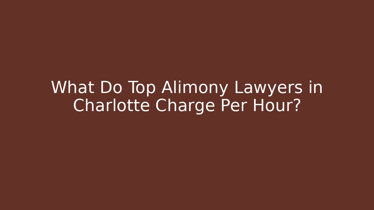 What Do Top Alimony Lawyers in Charlotte Charge Per Hour?