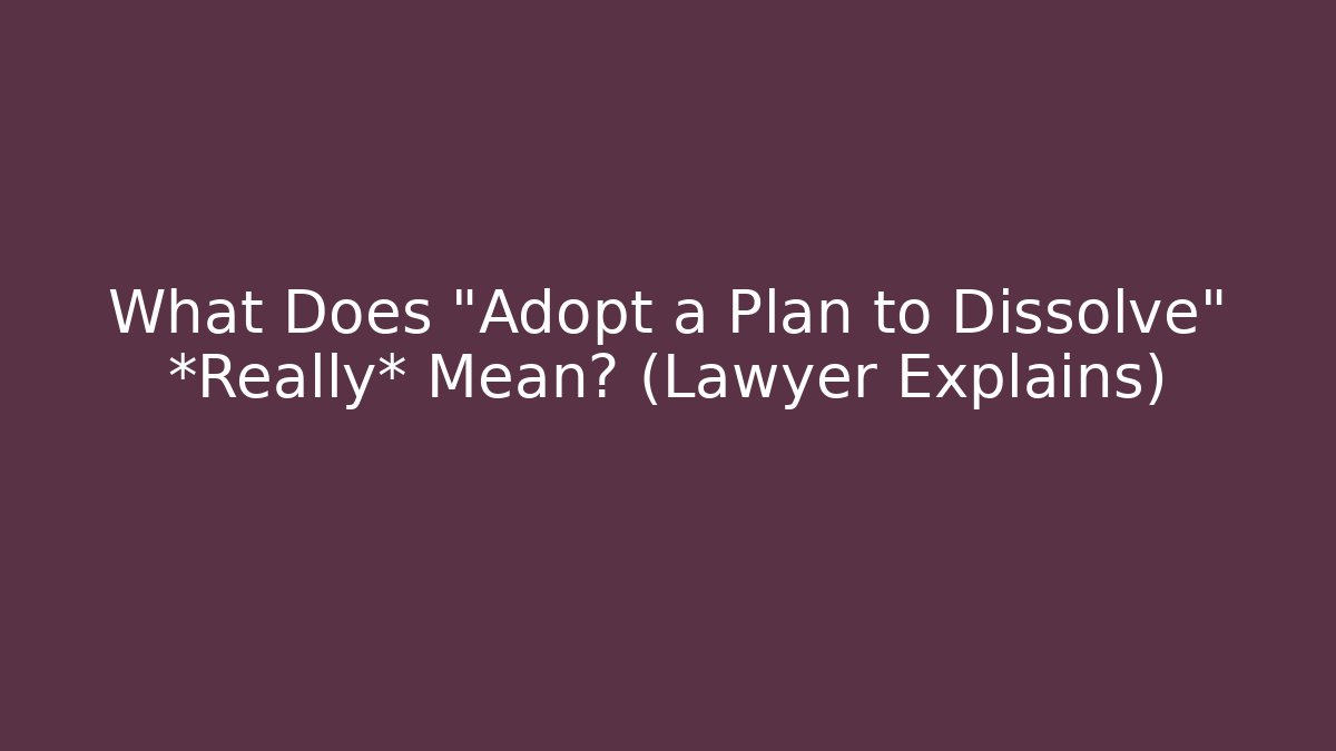 What Does "Adopt a Plan to Dissolve" *Really* Mean? (Lawyer Explains) - WealthxGroup