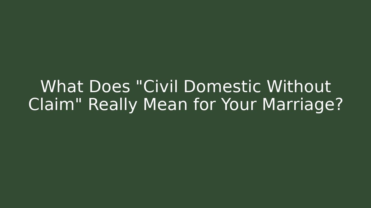 What Does "Civil Domestic Without Claim" Really Mean for Your Marriage?