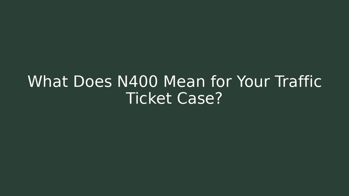 What Does N400 Mean for Your Traffic Ticket Case?