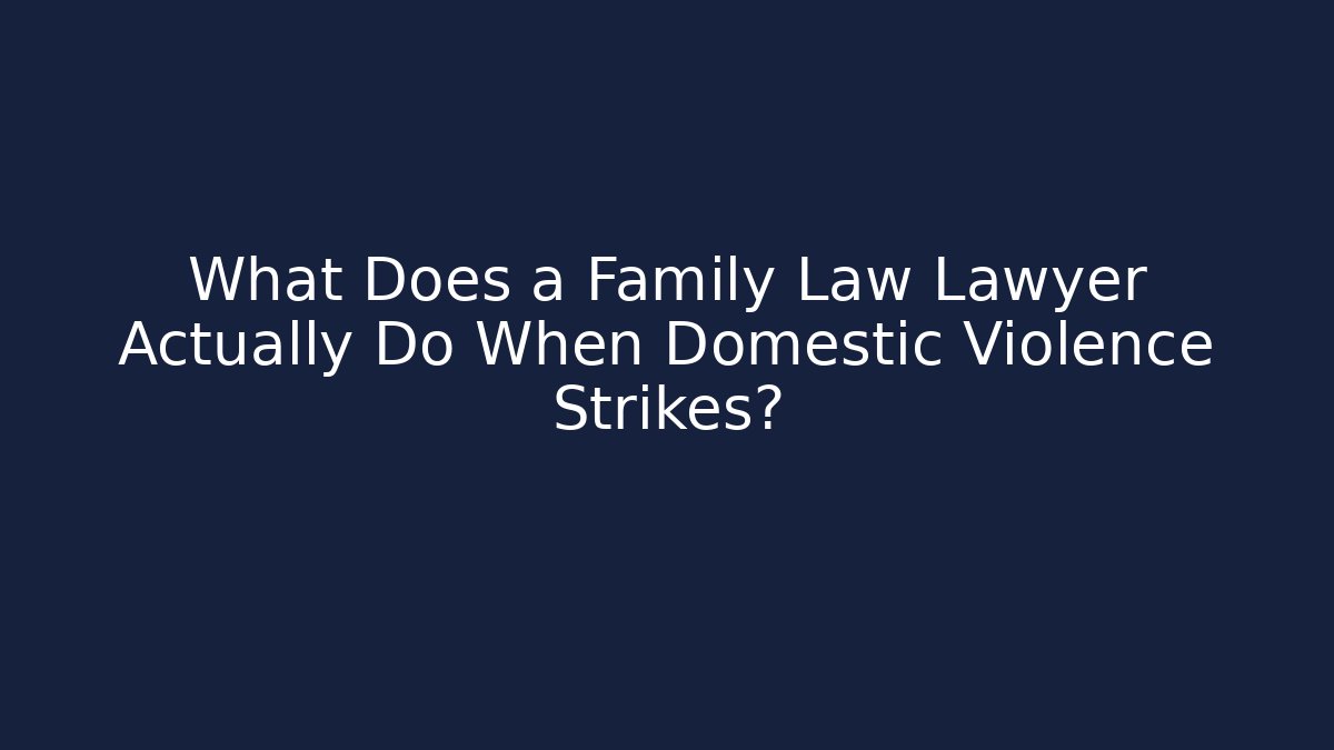 What Does a Family Law Lawyer Actually Do When Domestic Violence Strikes?