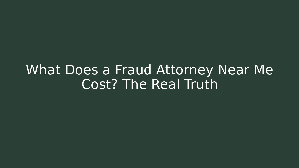 What Does a Fraud Attorney Near Me Cost? The Real Truth