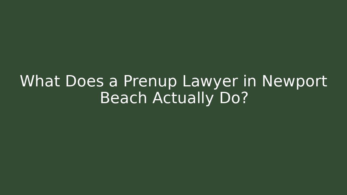What Does a Prenup Lawyer in Newport Beach Actually Do? - WealthxGroup