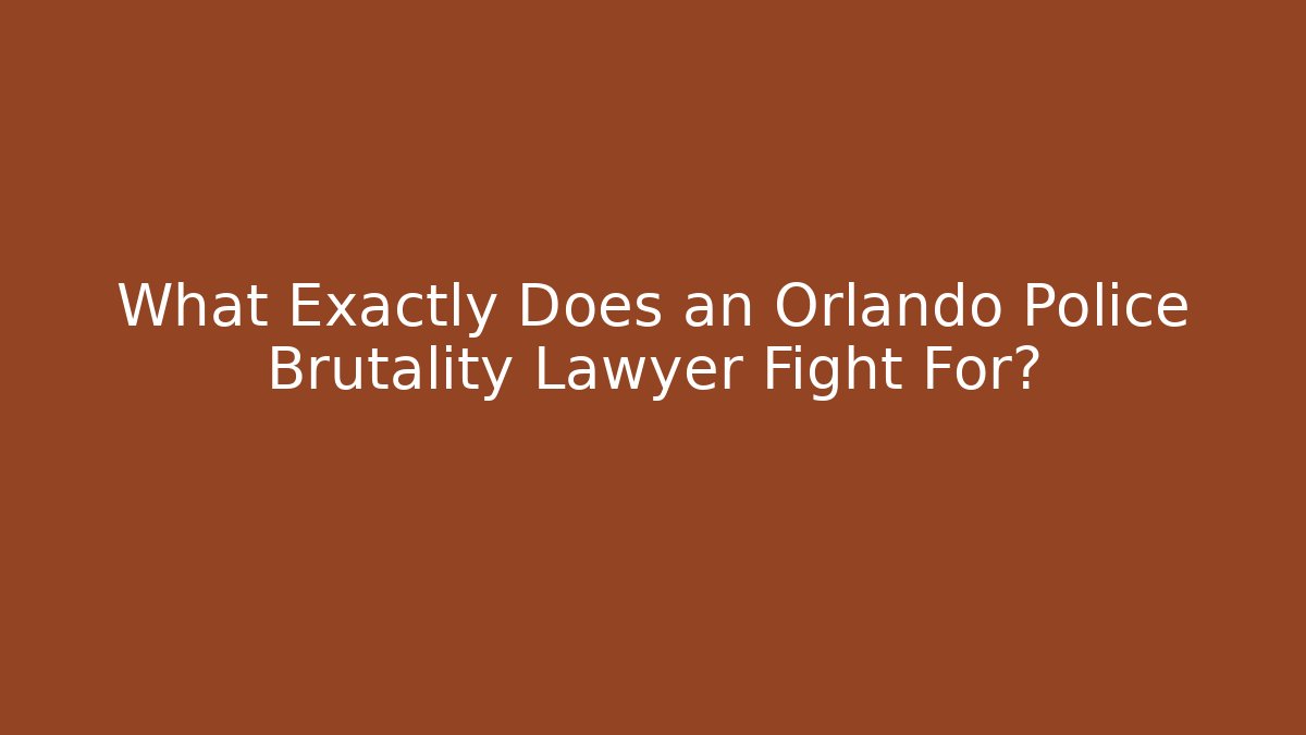 What Exactly Does an Orlando Police Brutality Lawyer Fight For?